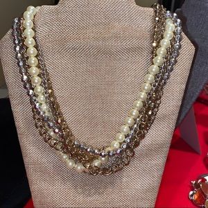 Premier Designs Gold/Silver/Pearl twist neck/brace